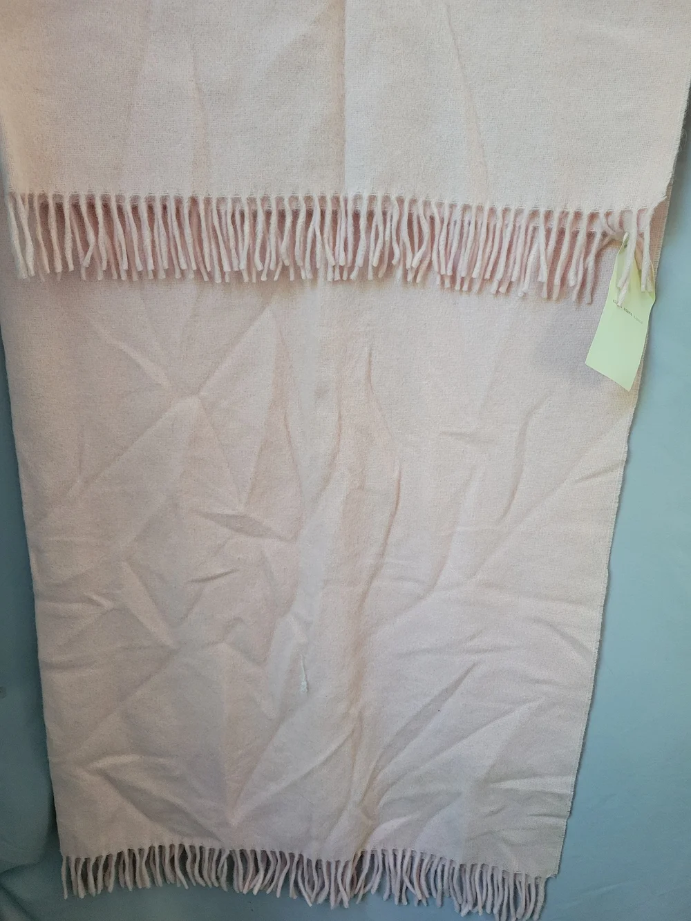 NEW Alicia Adams Alpaca Wool Fringe Patmos Throw Scarf Light Pink